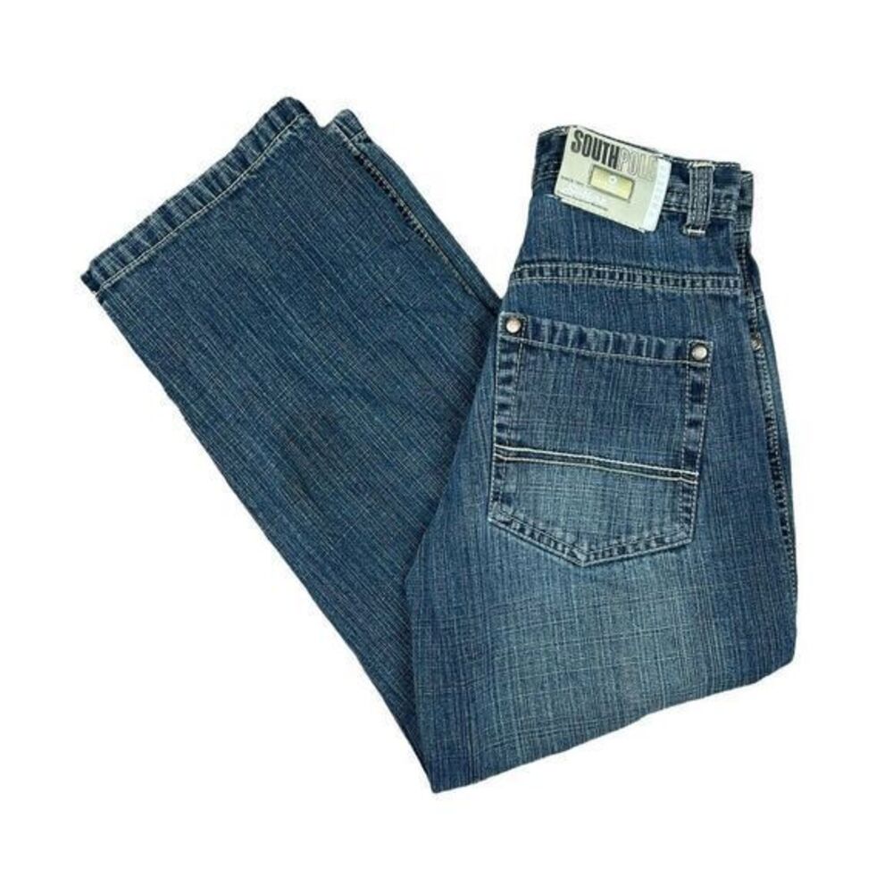 Vtg Southpole Denim Jeans Boys‎ Size 8 Y2K Baggy Medium Wash Excellent Condition